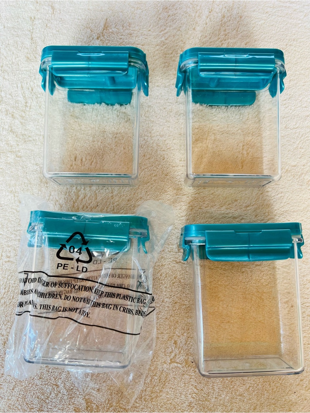 LOCKNLOCK SET OF 4-8.5 OZ. FLIP TOP CLEAR STORAGE CONTAINERS NEW SPEARMINT